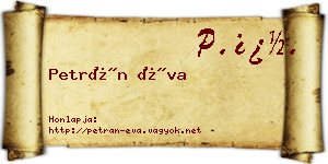 Petrán Éva névjegykártya